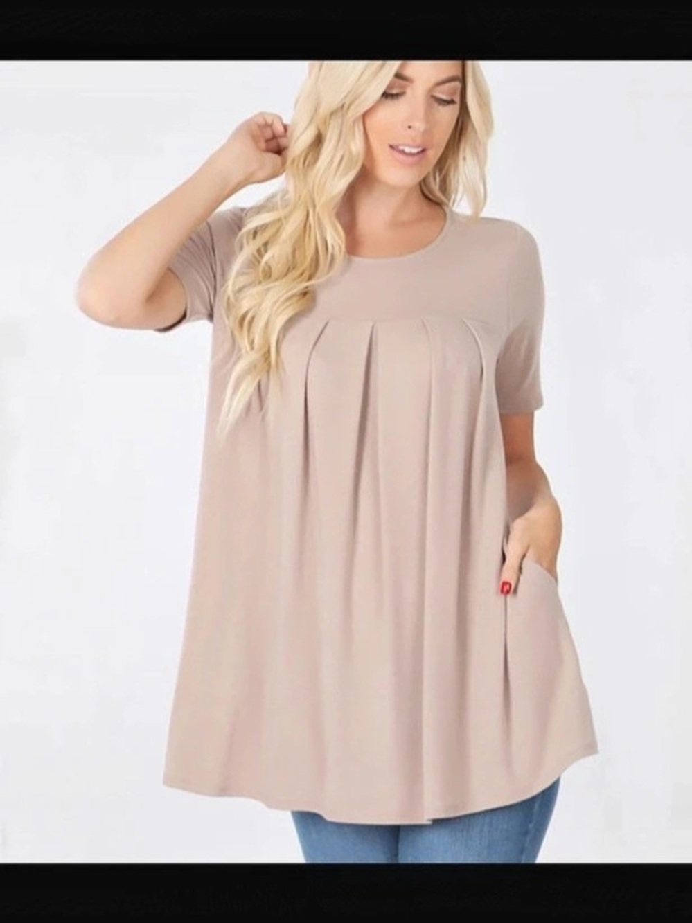 Pleated Front Tunic in Pink Like New